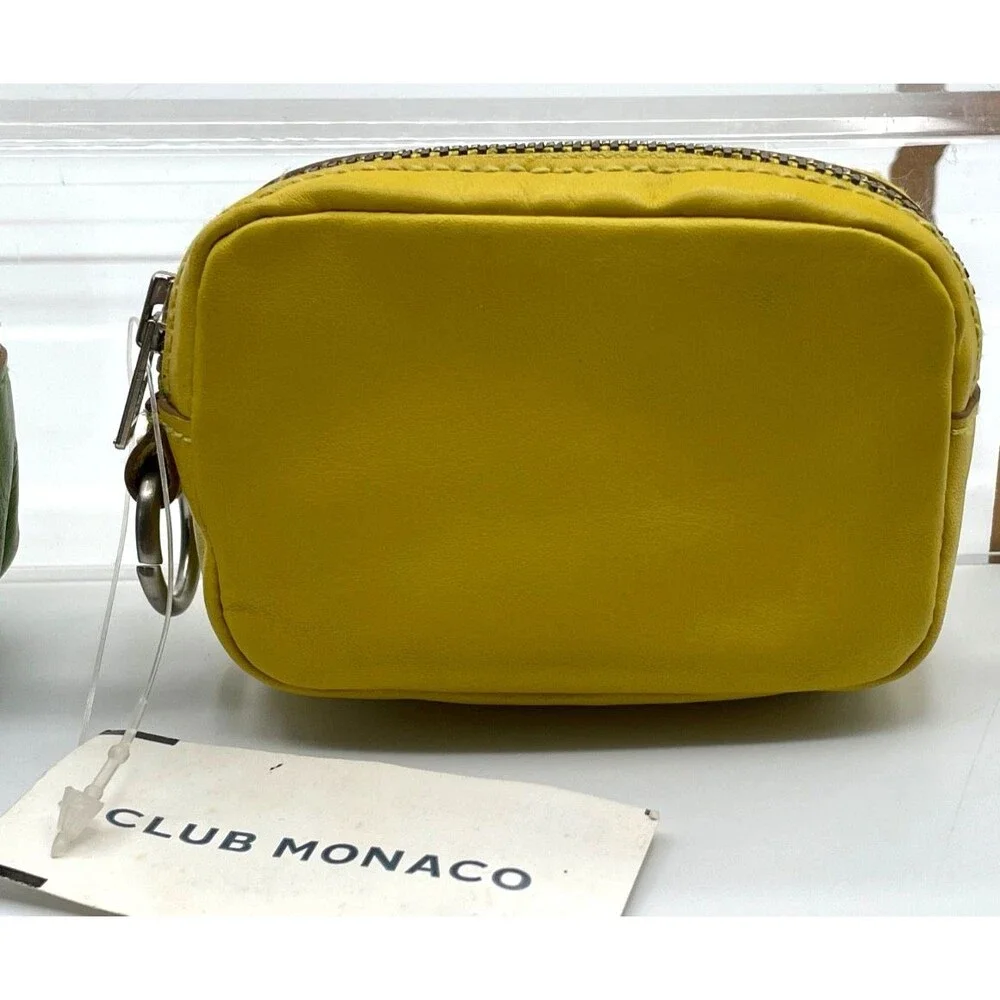 NEW Club Monaco Leather Small Pouch Coin Purse, Yellow OR Green